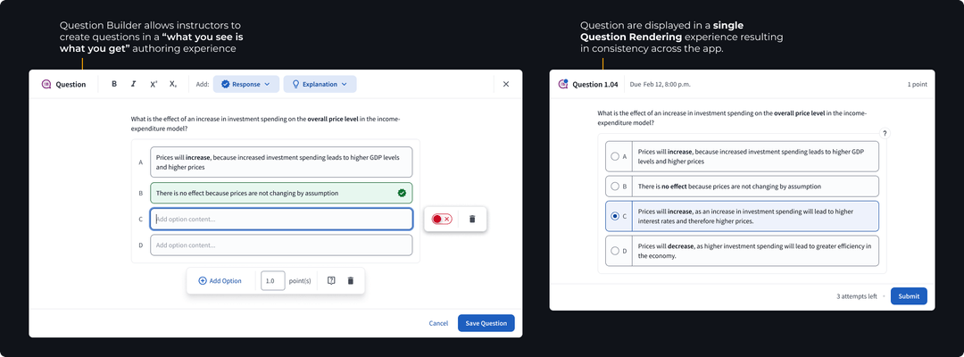 Initial design concepts for the Question Builder and Renderer