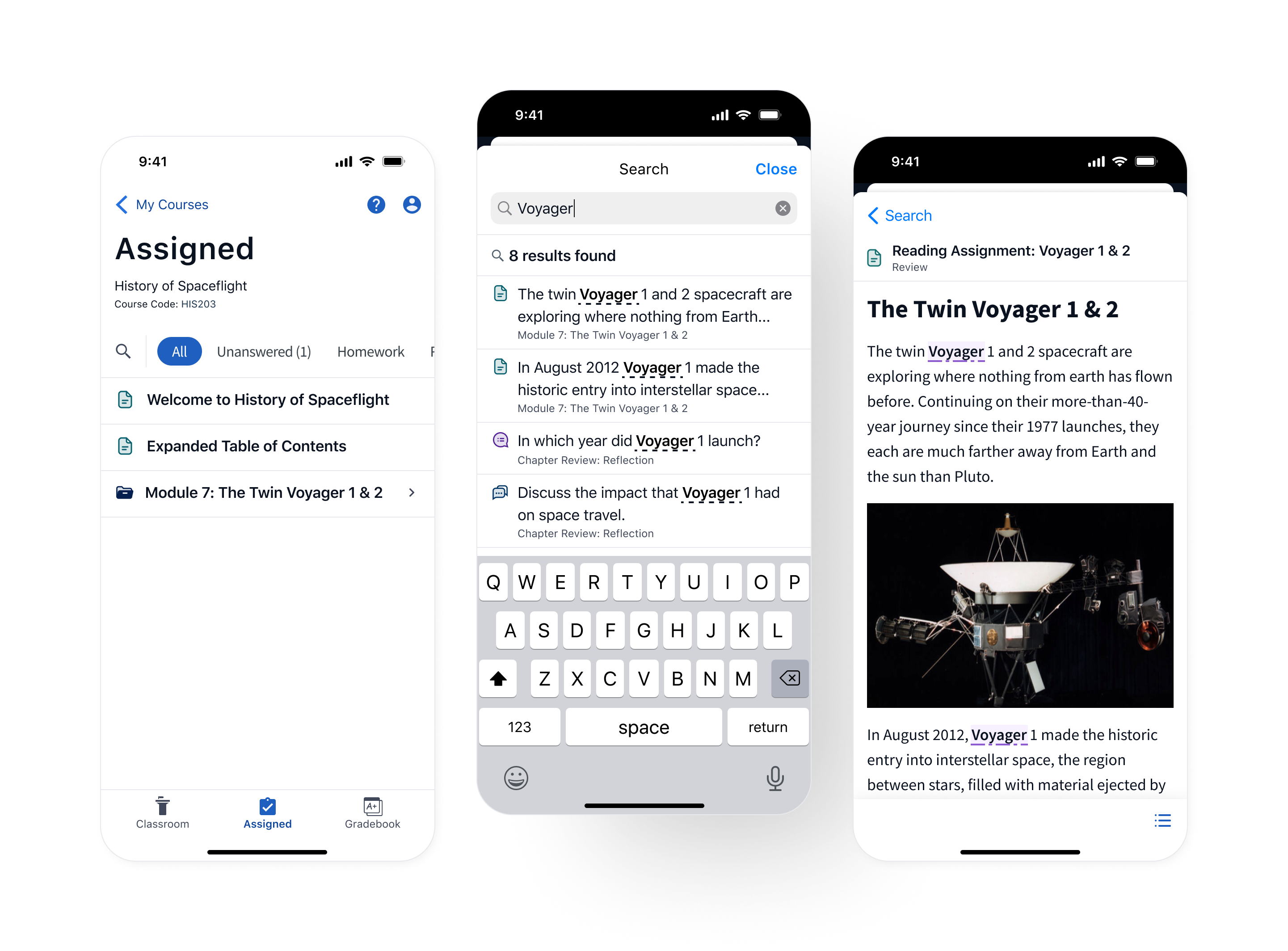 Mobile search feature screens showing the adapted design