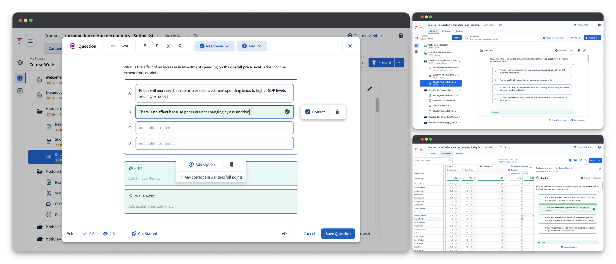 Question Builder interface showing the redesigned question creation experience
