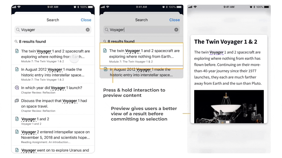 Mobile search feature preview
